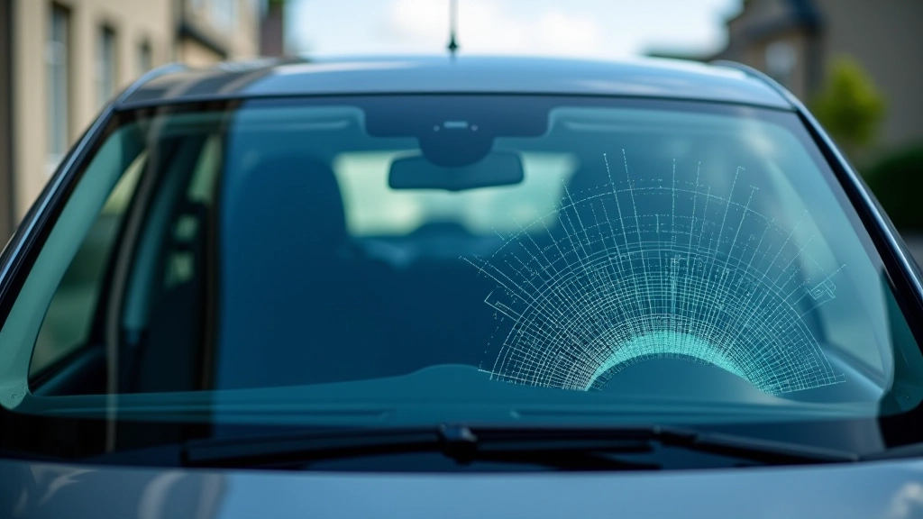 Diagram showing windscreen zones with critical safety areas highlighted in different sections